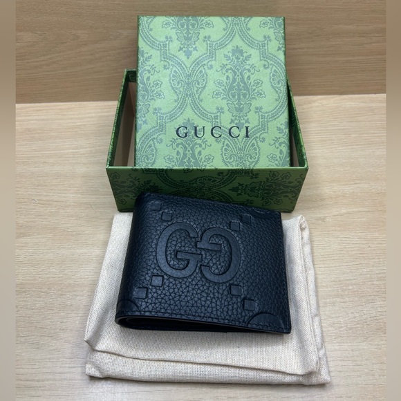 New Gucci Authentic Bi fold Giant GG Mens Wallet Box With Cert Of Auth - Picture 1 of 11